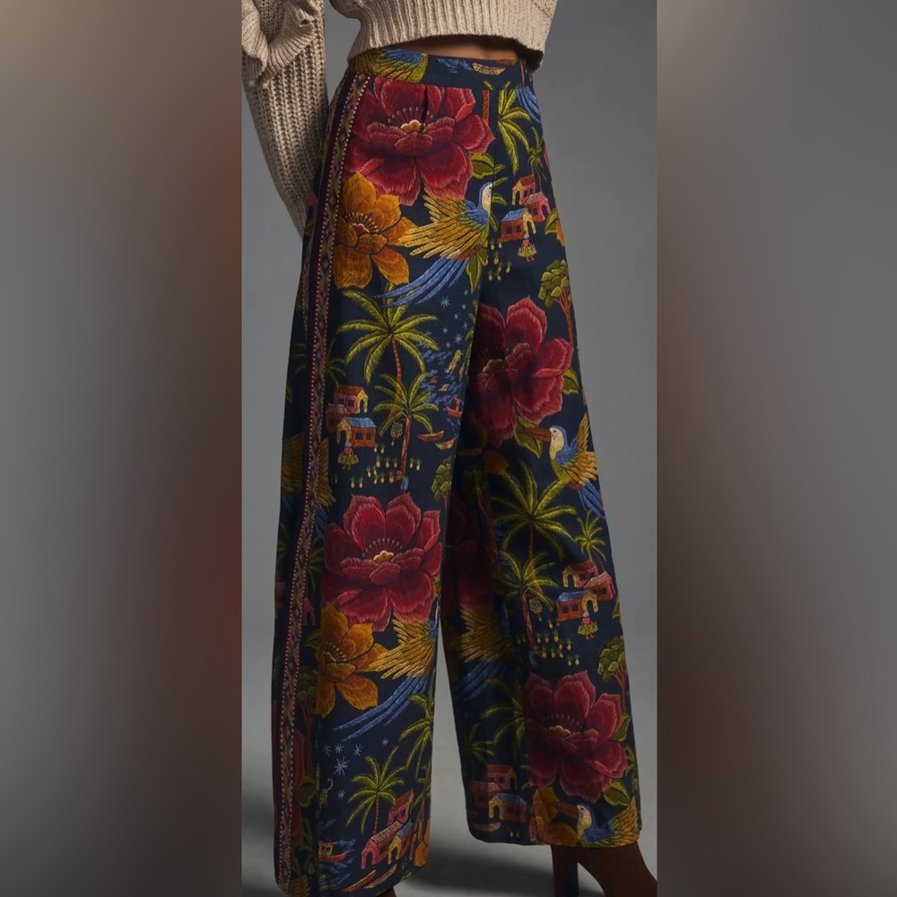 FARM RIO PRINTED WIDE-LEG PANTS SIZE S MULTICOLOR NWT SOLD OUT - Picture 3 of 14